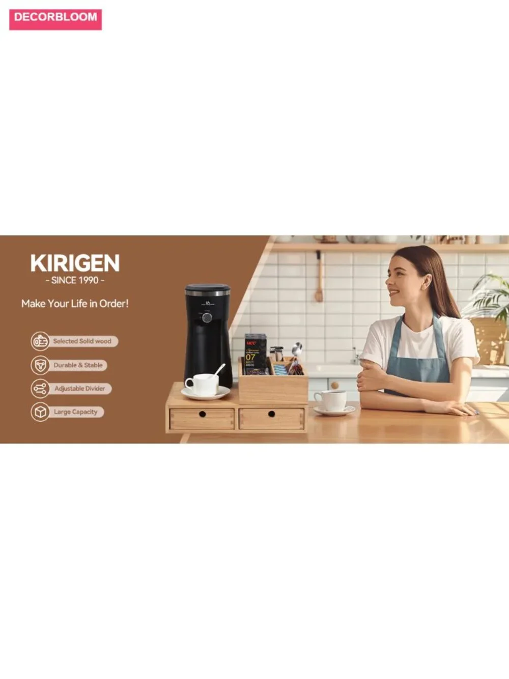 Solid Wood Coffee Station Organizer 2 Piece Set Pod Holder 40+ Capacity Drawers